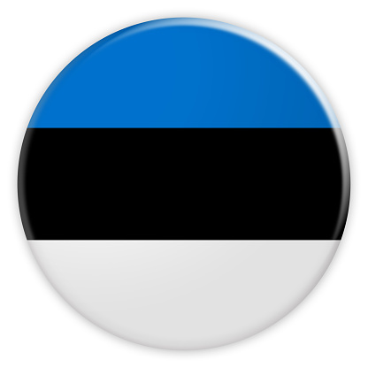 Estonia Flag Button, News Concept Badge, 3d illustration on white background