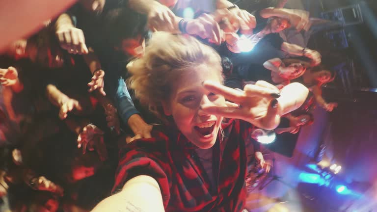 Selfiestick in concert crowd