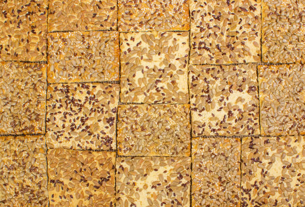 Rows of various shortbread and oat cookies.