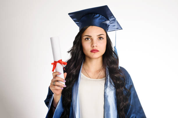 Exclusive art banner collage of happy student girl receive master hat graduation university education concept mortarboard tassel.