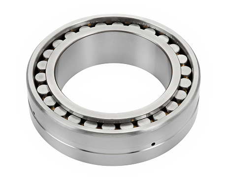 close up of bearings isolated on white