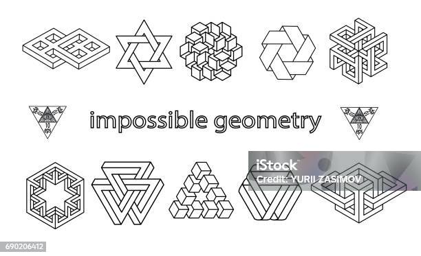 Forbidden Shape In Geometry Impossible Geometry Symbols Vector Set Stock Illustration - Download ...