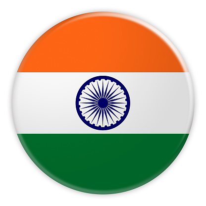 India Flag Button, News Concept Badge, 3d illustration on white background