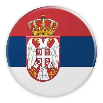 Grunge Serbian flag on white background.