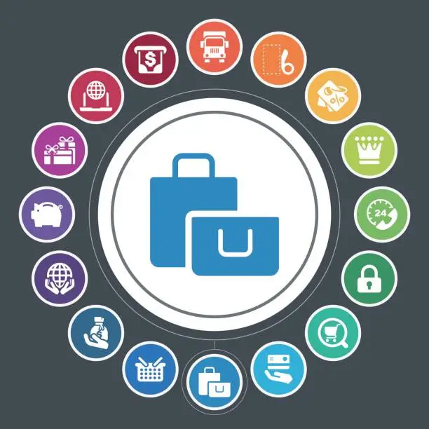 Vector illustration of Shopping and Buying Icons