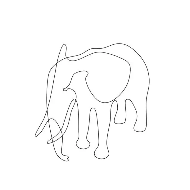 Vector illustration of Abstract elephant. Isolated on white background. Vector outline illustration.