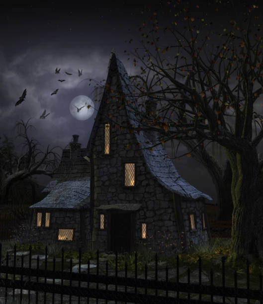 istock Scary Haunted House Full Moon 690214460