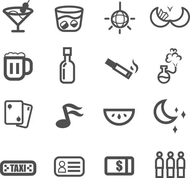 Vector illustration of night life drink club icon vector