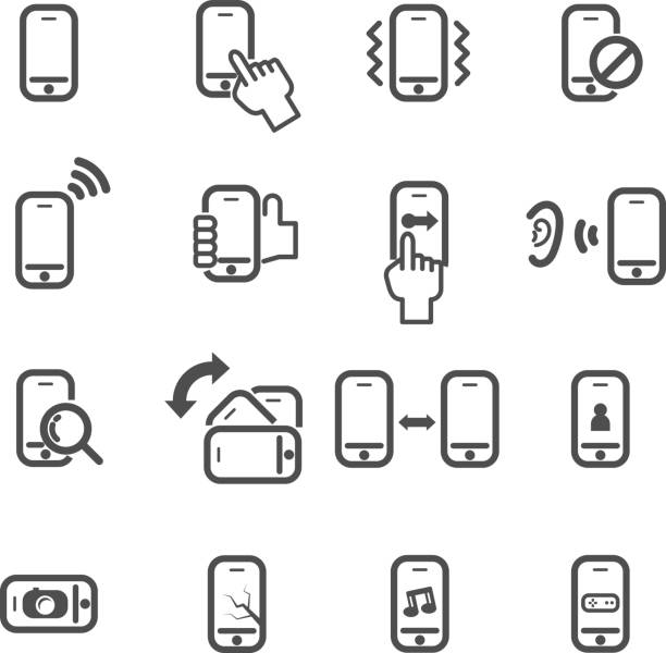 smartphone symbolsatz vektor - turn signal stock-grafiken, -clipart, -cartoons und -symbole