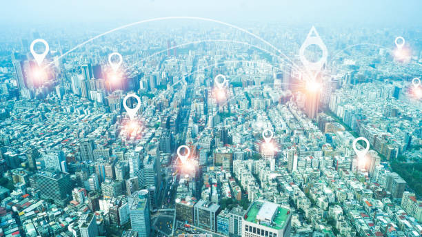 istock City with connection line concept , technology conceptual, internet globalization for business 690220142