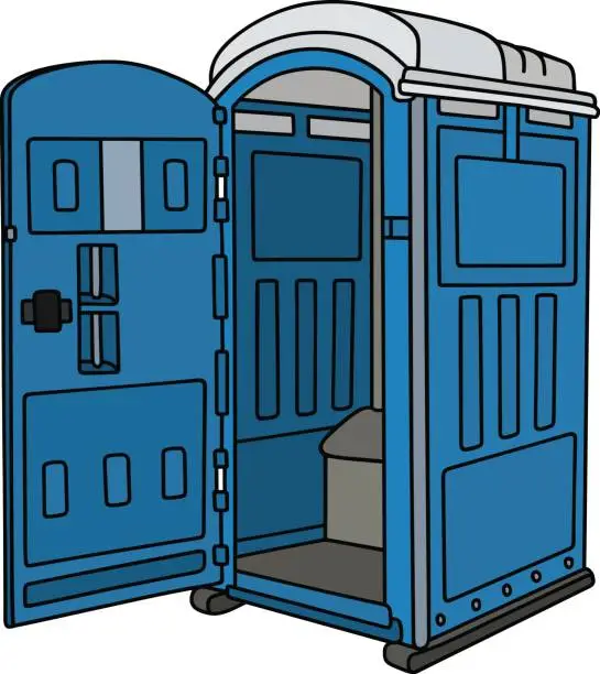 Vector illustration of Blue mobile toilet