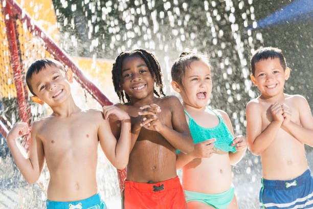 istock Multi-ethnic children at a water park 690223714