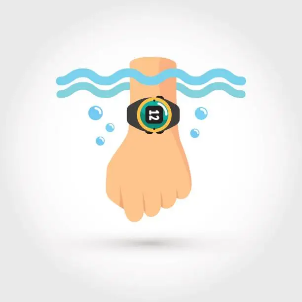 Vector illustration of watch water resistant