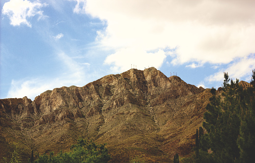 Close up of one of the peaks of the franklin mountains in El Paso Texas