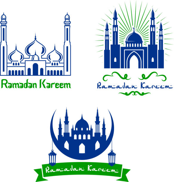 ilustraciones, imágenes clip art, dibujos animados e iconos de stock de vector iconos de felicitación para ramadán kareem - 24421