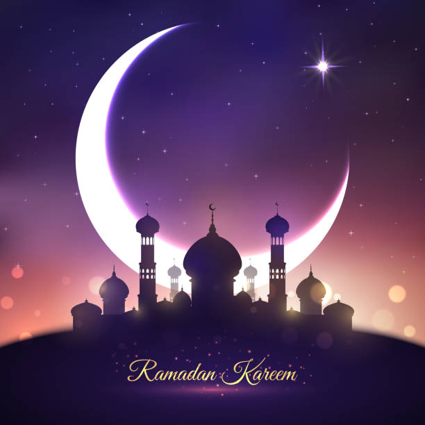 라마단 카림, 이드 무바라크 인사말 카드 디자인 - islam praying mosque ramadan stock illustrations