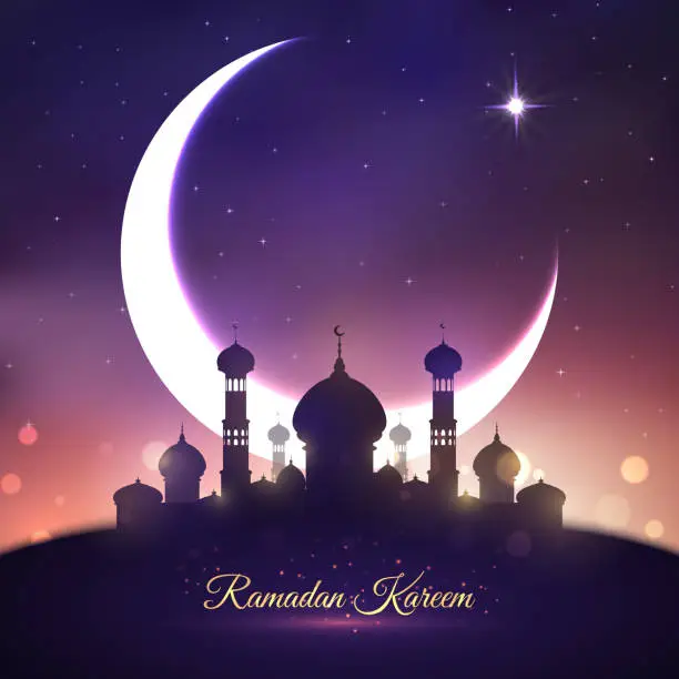 Vector illustration of Ramadan Kareem, Eid Mubarak greeting card design