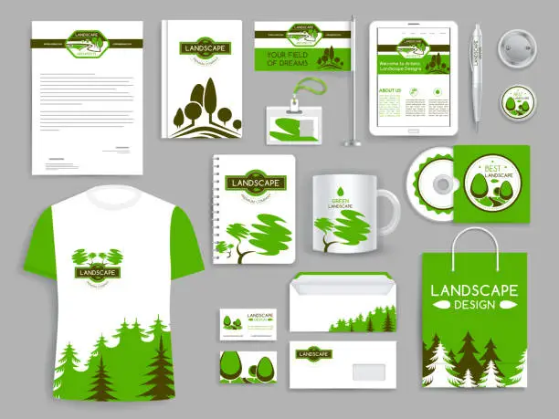 Vector illustration of Corporate identity set landscape design company