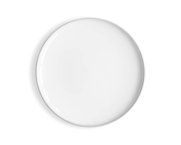 White food plate Top view of empty white food plate isolated on a white background. plate stock pictures, royalty-free photos & images