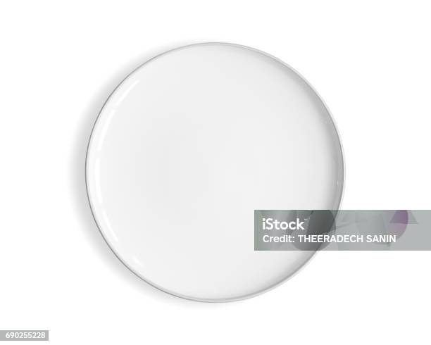 White Food Plate Stock Photo - Download Image Now - Plate, White Color, High Angle View