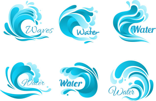 fale i woda rozpryskują ikony wektorów - drop set water vector stock illustrations