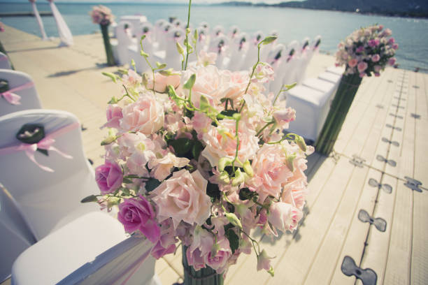 istock Floral arrangement at a wedding ceremony 690259280