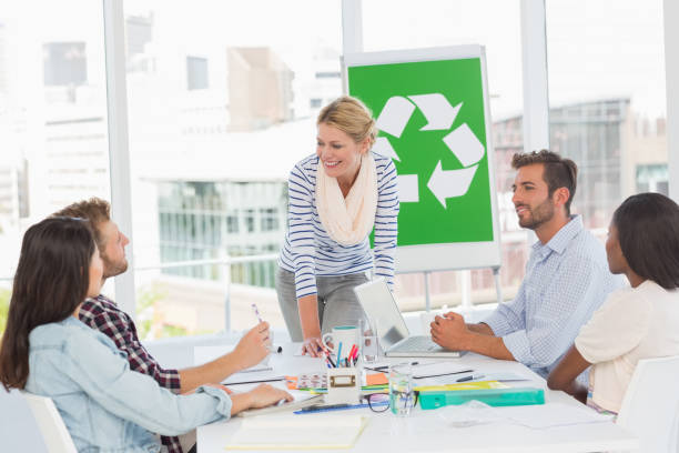 istock Team having a meeting about recycling policy 690259988