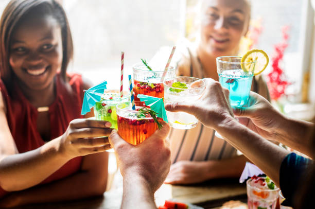 Friends party drinks healthy gathering