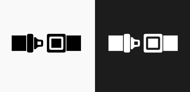 Buckle Up Icon on Black and White Vector Backgrounds vector art illustration