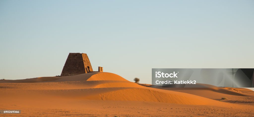 Meroe pyramids in a desert in Sudan Ancient Meroe Pyramids in a desert in Northern Sudan Khartoum Stock Photo