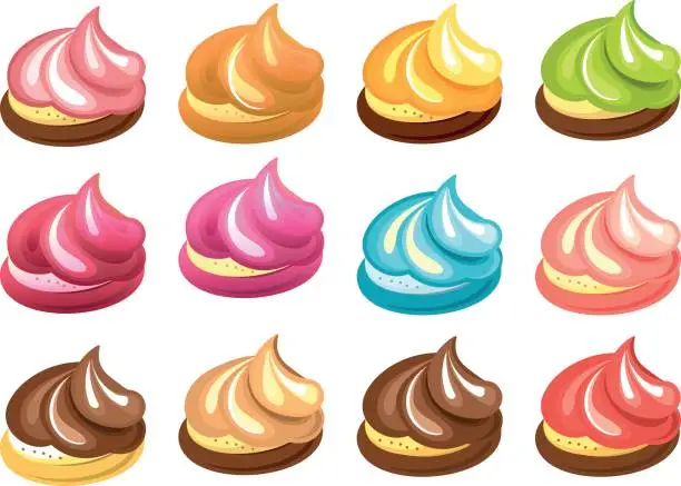 Vector illustration of set of meringue