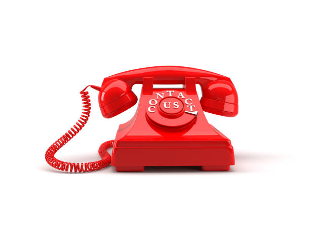 istock Old style phone with contact us words. 3D rendering. 690284492