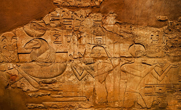istock Ancient hieroglyphs on wall, Temple of Karnak, 690284552