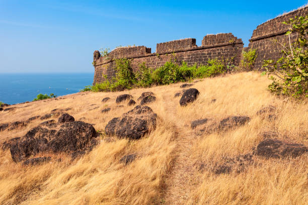 Chapora Fort in Goa Chapora Fort is located in north Goa, rises high above the Chapora River, India chapora fort stock pictures, royalty-free photos & images