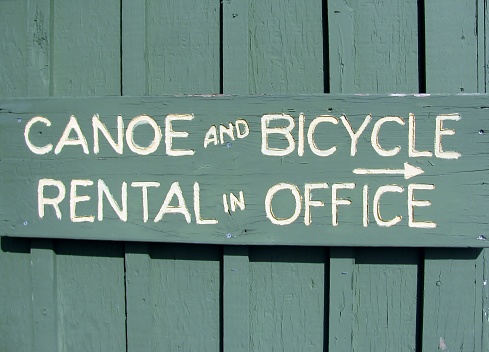 Canoe and Bicycle Rental sign