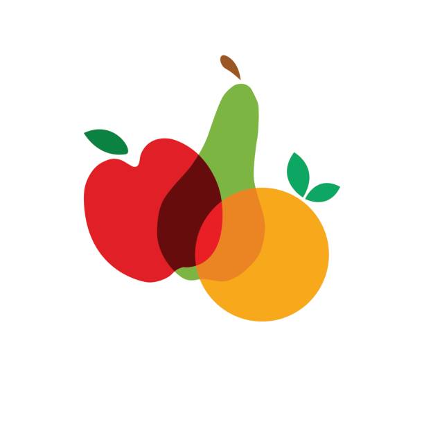 illustrations, cliparts, dessins animés et icônes de marchand de légumes abstract vector. pomme, poire et orange - fruits et légumes
