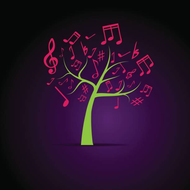 illustrations, cliparts, dessins animés et icônes de abstrait arbre de musique de fond - teaching music learning sign