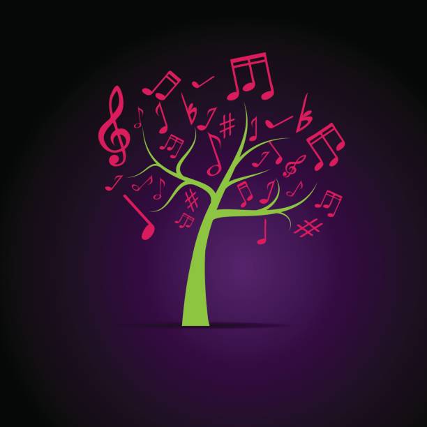 Abstract Tree of Music, background Abstract Tree of Music, background roots music stock illustrations