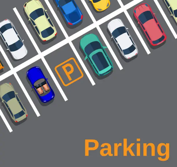 Vector illustration of Top view of a city parking