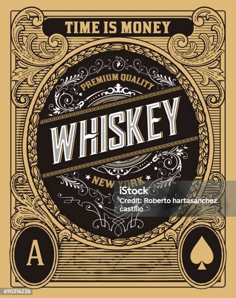 Old Label With Vintage Frame Stock Illustration - Download Image Now - Label, Whiskey, Antique