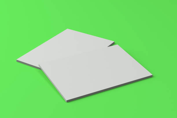 istock Two blank white closed brochure mock-up on green background 690322946
