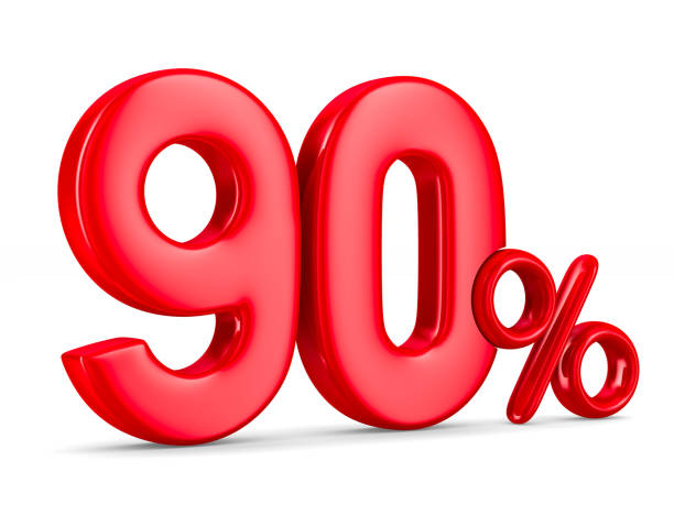 istock Ninety percent on white background. Isolated 3D illustration 690329948