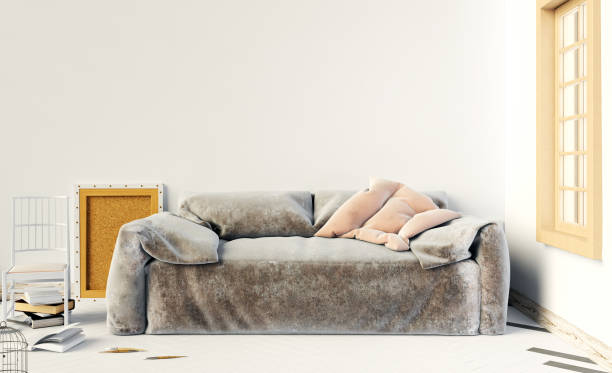 istock Mock up wall in interior with  sofa. living room hipster style. 3d illustration 690330014