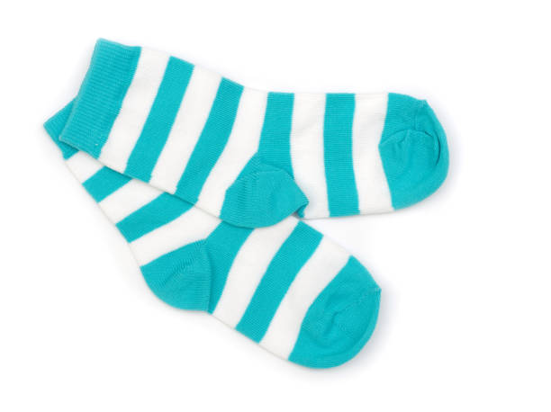 socks Pair of child's striped socks isolated on a white half dozen babies stock pictures, royalty-free photos & images