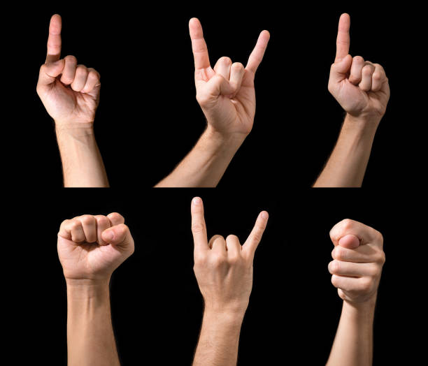 istock Studio photo shooting of human hands expressing signs. 690338374