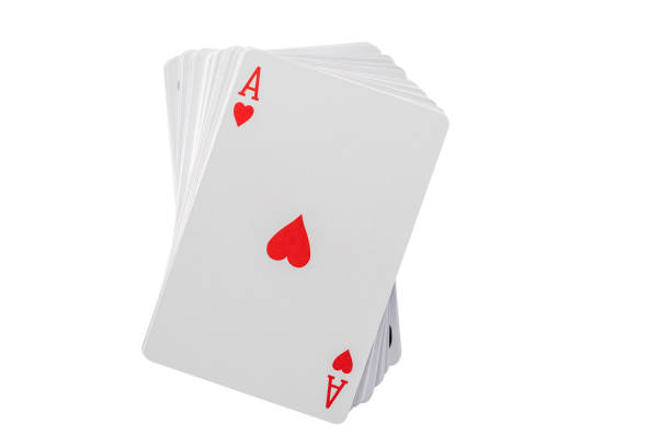 play card - ace isolated on white background - poker cards royal flush heart shape imagens e fotografias de stock