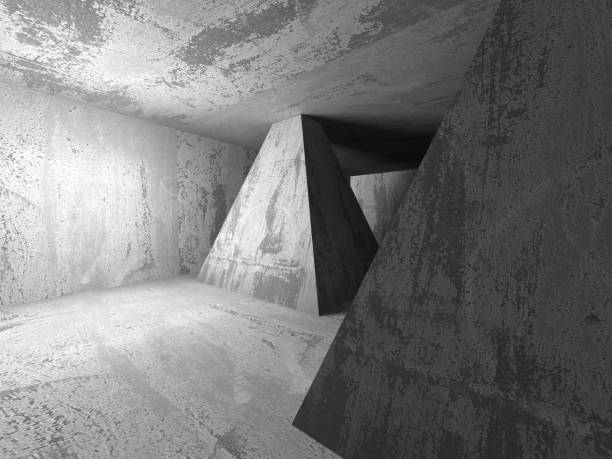 istock Dark basement empty room interior. Concrete walls 690338878