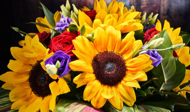 istock Composition with bouquet of flowers 690338886