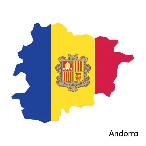 Vector illustration of Andorra map with flag colors