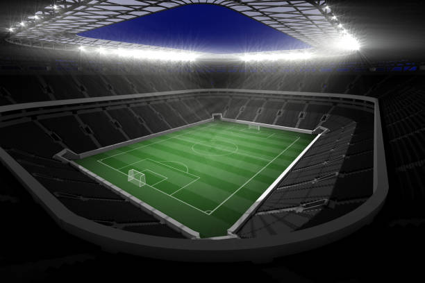 istock Large football stadium with lights 690349666